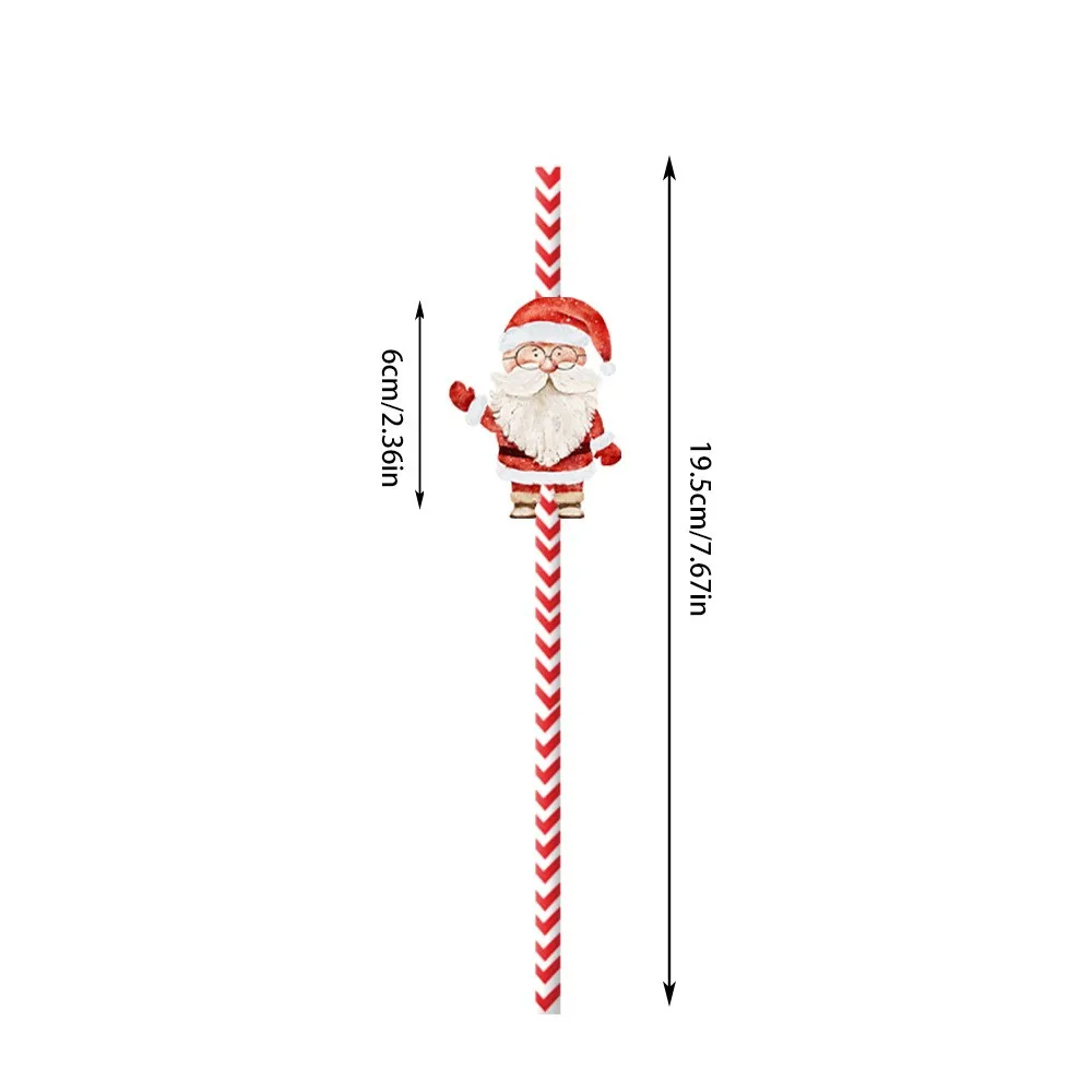 24pcs Christmas Decorative Straw New Party Decoration Snowman Water Cup Beverage Household Disposable Decoration Straw Supplies