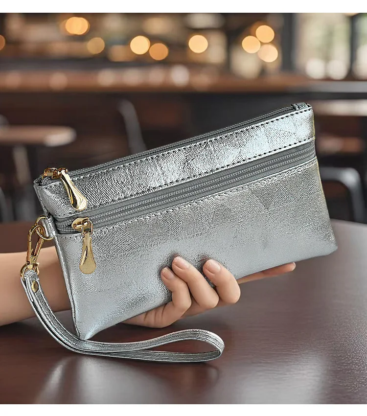Lange Damen-Geldbörsen aus Leder, einfache modische Clutch-Tasche, lässige Handytaschen für Damen, große Kapazität, Reißverschluss-Geldbeutel für Damen – Detail 16