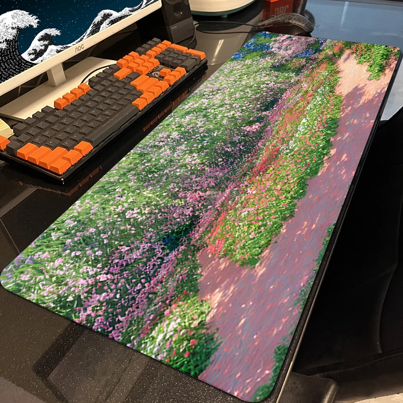

Oil Painting Spring Day Mouse Pad Gamer XL Large HD Mousepad XXL Mechanical Keyboard Pad Carpet Non-Slip Soft Desktop Mouse Pad