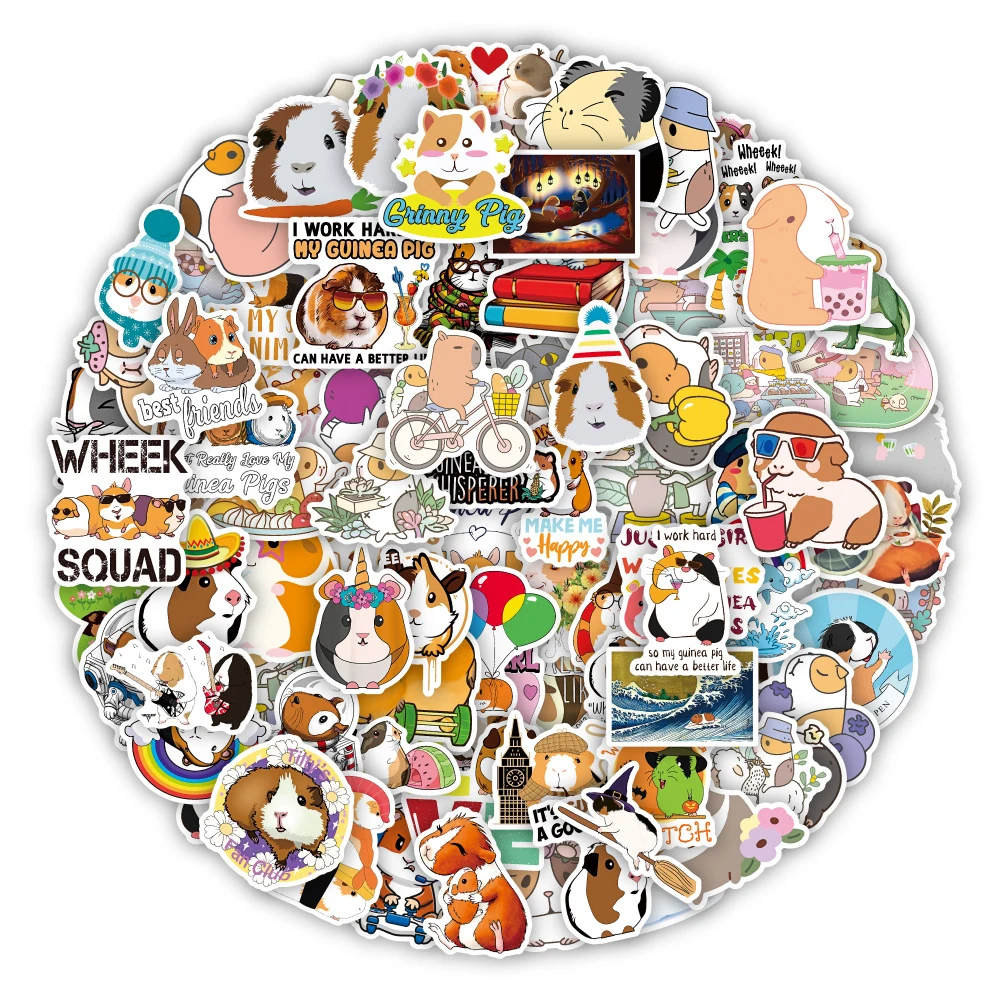 

10/30/50/100pcs Cute Cartoon Guinea Pig Stickers Aesthetic Waterproof Decals for Kids DIY Laptop Luggage PVC Skateboard Sticker