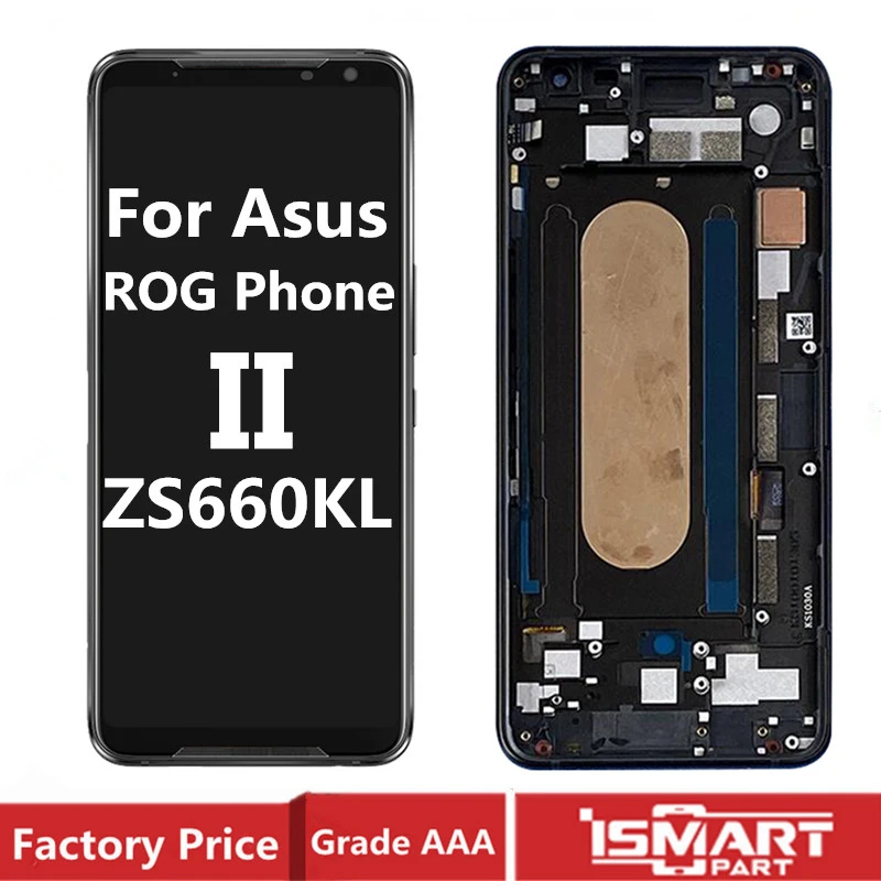 Écran LCD d'extension de jeu et numériseur complet pour Asus ROG Phone II ZS660KL (noir