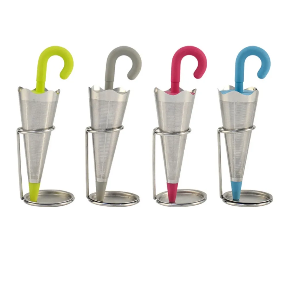 Stainless Steel Umbrella Shape Tea Infuser with Bracket Fine Mesh Reusable Sieve Spice Tea Brewing Diffuser