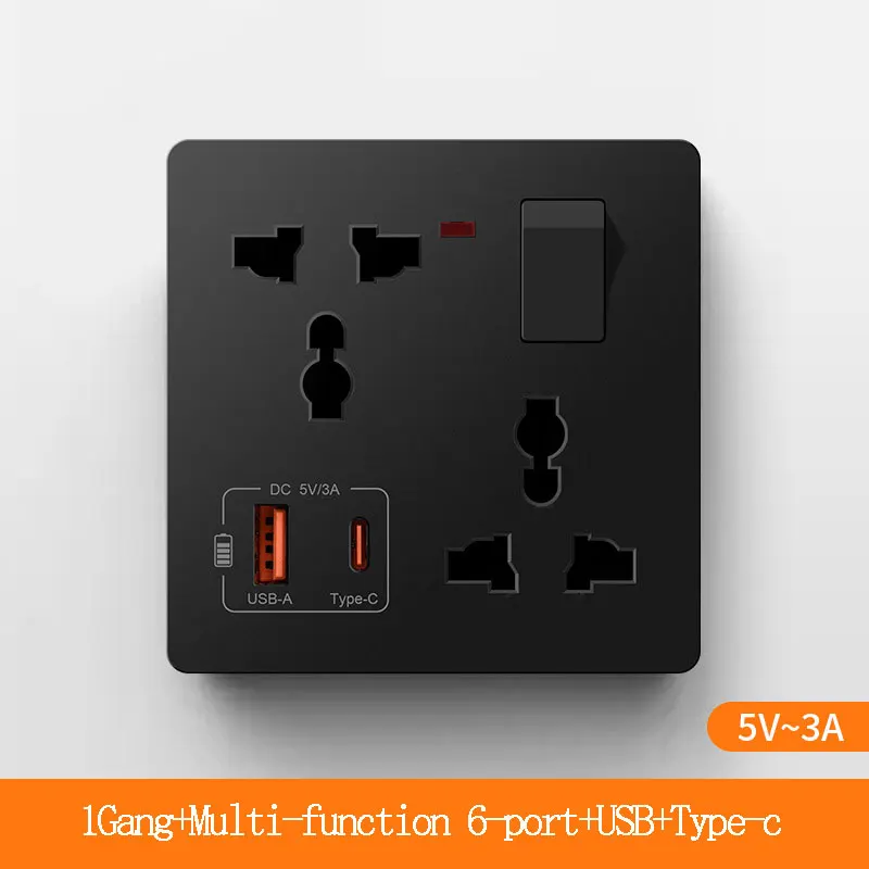 مقبس متعدد الوظائف 1 عصابة 6 بستة فتحات مع شحن USB...