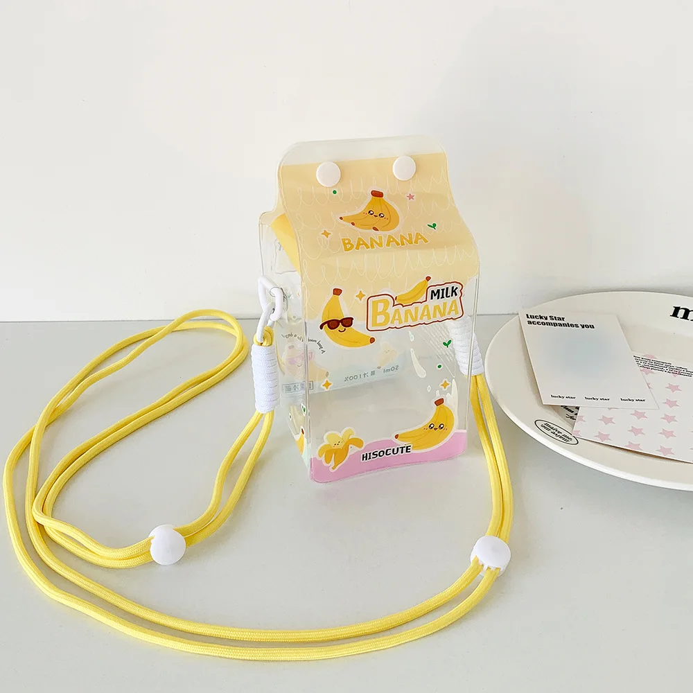 Ladies' kawaii Crossbody Bag Cartoon Cute Transparent Milk Box Funny New Shoulder Bag High-quality Doll Display PVC Storage Bag