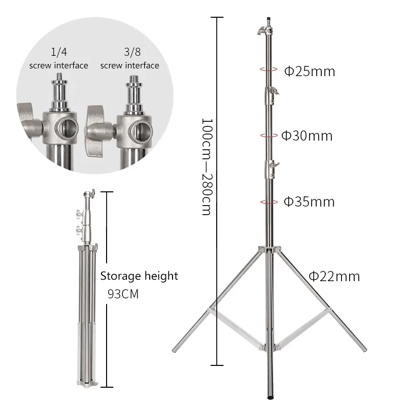290cm Air Pressure Tripod Bearing 10kg for Camera Stainless Steel Light Stand For Ring Light Live Youtube and Photography Soft light stand photographic light stand photo tripod