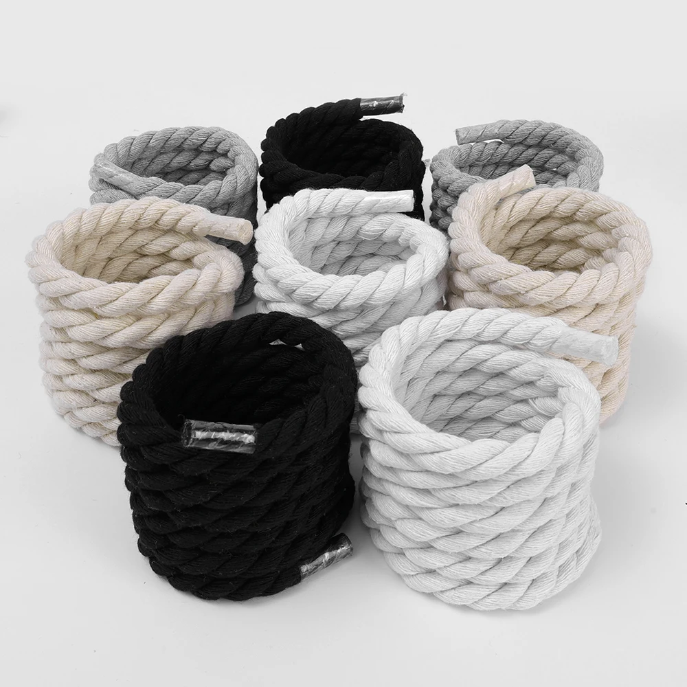 Shoe laces Cotton linen twist weave Solid color rope Men women Trendy personality kpop Sport casual shoestring
