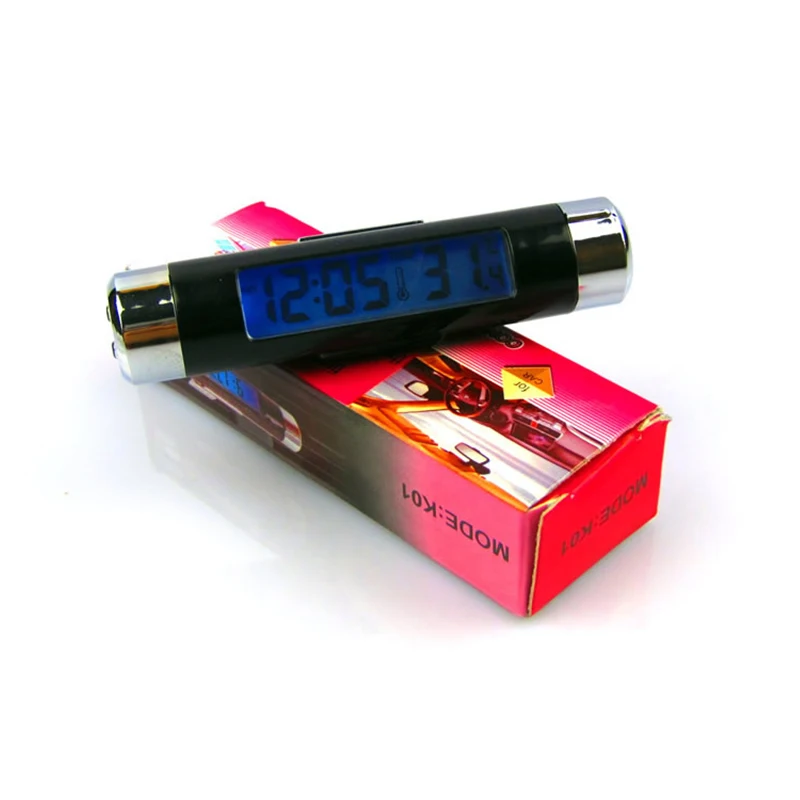 2 In 1 Vehicle Clock Thermometer Car Electronic Clock LCD Luminous Display Digital Watch Calendar Automotive Backlight Clocks Car Clock Car Voltmeter Thermometer Car Clock Thermometer