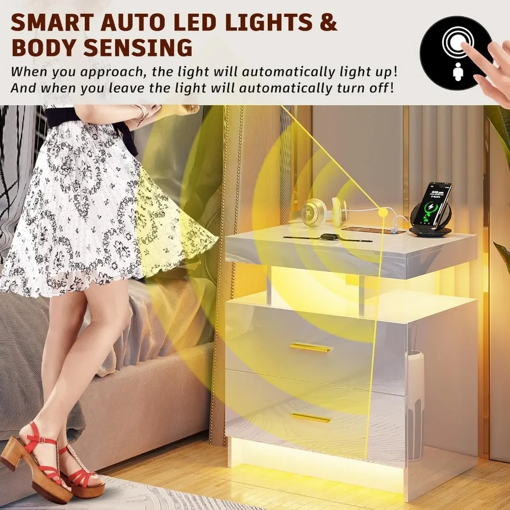 LED Nightstands with Charging Station 5