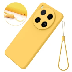 Premium Soft Liquid Silicone Shockproof Phone Cover with Lanyard for ZTE Blade V70 Max (Yellow)