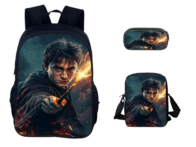 Mochila Escolar 43cm Harry Potter Hogwarts Azul Marinho Loja