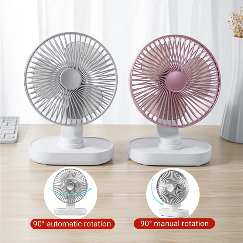 Usb Wireless Desktop Fan Auto Girar 4-gear Vento Soprando Silencioso Casa Circulador de ar Refrigeração Verão Aparelhos Portáteis para Escritório