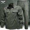 Spring Work Clothing Set Men Tactics Military Cotton Combat Cotton Shirts and Cargo Pants Army Green Causal Loose Suits Summer 1