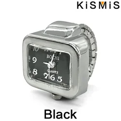 KISMIS Stylish Alloy Ring Watch: Fashionable Unisex Circular Dial Accessory (Black)