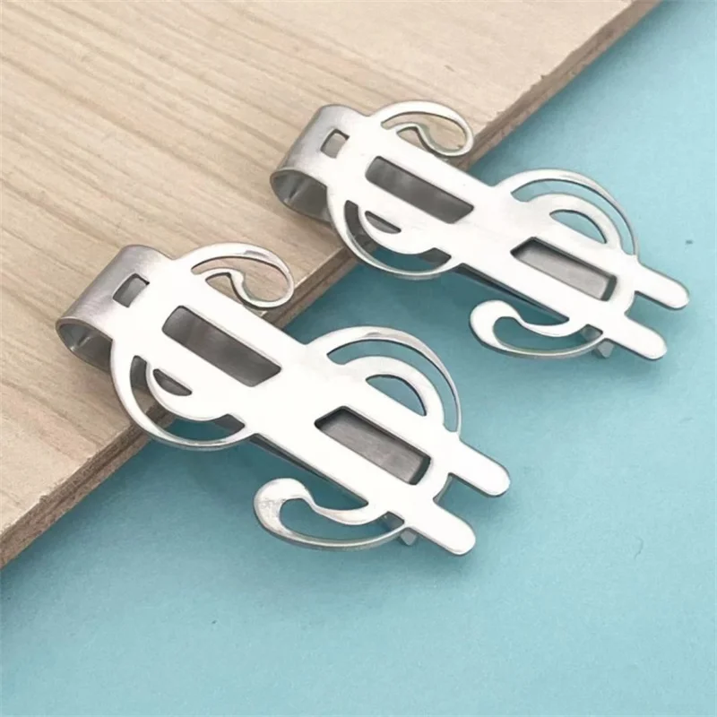 Metal Dollar-sign Shaped Money Clip High Quality Exquisite Money Holder Mini Ultrathin Change Bill Clip Men's Business Wallet 2