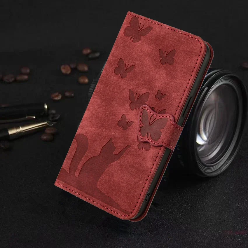 POCO C65 M6 X6 Cat Butterfly Phone Cover Case for Xiaomi Redmi 13C 10 9 9A Note 13 12 11 9 8 Pro 12S 11S 10S Case Leather Wallet phone case,leather phone case,leather wallet case,leather case