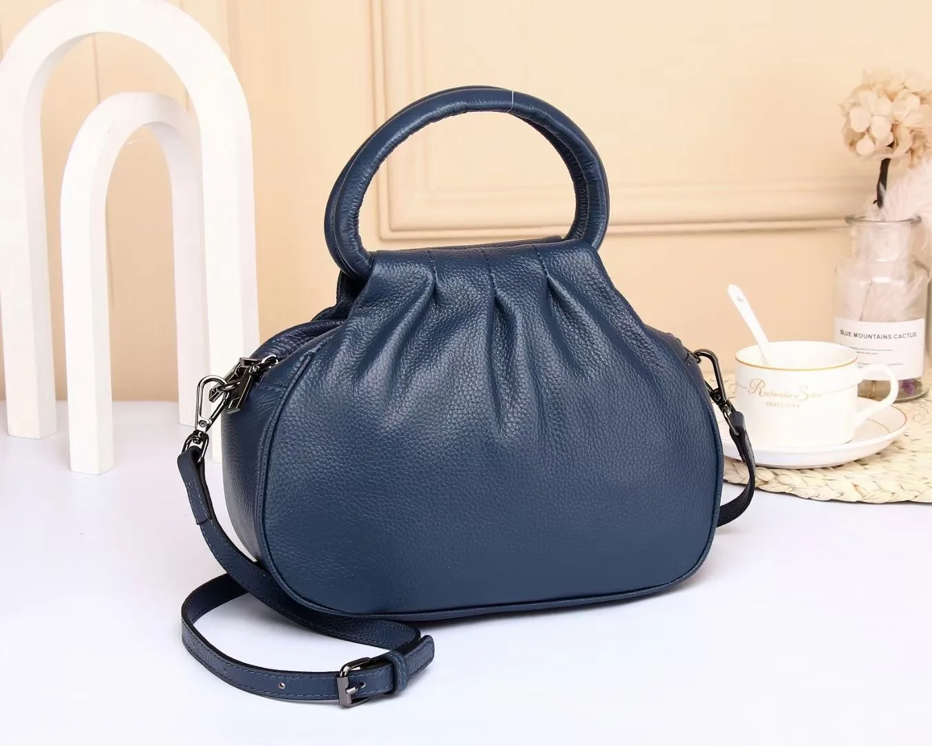 Sac à Main Élégant en Cuir Souple pour Femme, Anneau Circulaire, Dumpling,  Sacs de Luxe, Design Froncé, 03/poudres, Petit Sac à Bandoulière en Cuir de  Vache - AliExpress