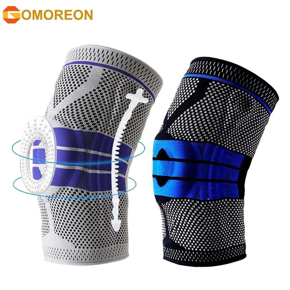 

Knee Compression Sleeve, Knee Brace Wraps Stabilizer with Silicone Gel & Spring Support,Knee Protector for Meniscus Tear Running