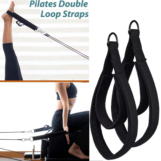 2Pcs Ankle Pilates Cord Elastic Double Ring Pilates Double Loop Straps with  Adjustable Buckle Resistance Band Cord Multi-Purpose