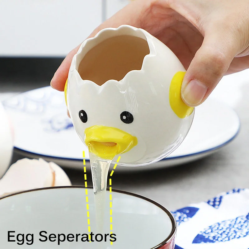 Mumaya Egg Separator Egg Yolk White Chick,Egg White Separator Chicken,Cute Cartoon Novelty Egg Filter Splitter Egg Style Ceramic Egg Yolk Egg White Separator 