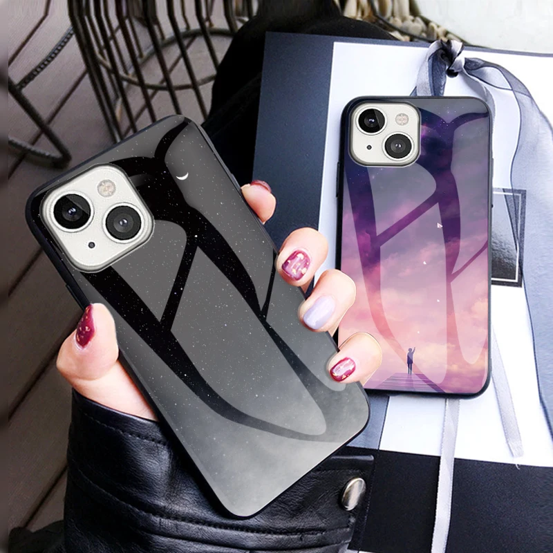 Colorful Cloud Gradient Glass Phone Case For Iphone Shockproof_voghion.com