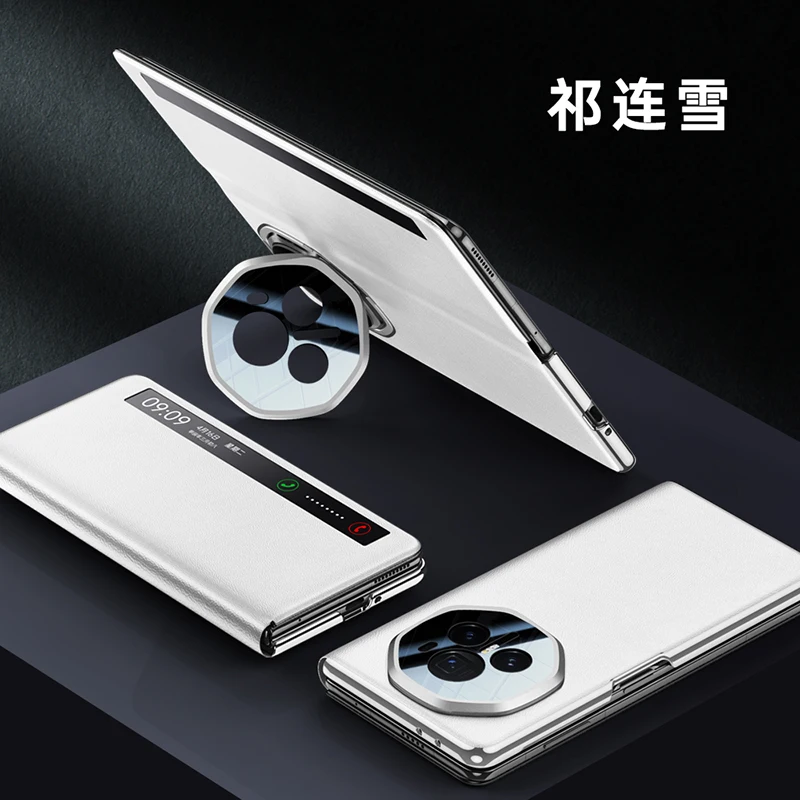 Luxury Matte Leather Magnetic Flip Case with Smart Window and Shockproof Design