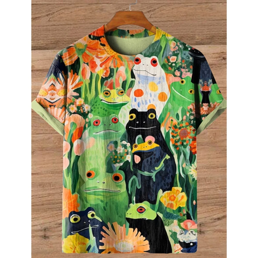Men Casual Funny Animal Frog 3D Print Short Sleeve T Shirt