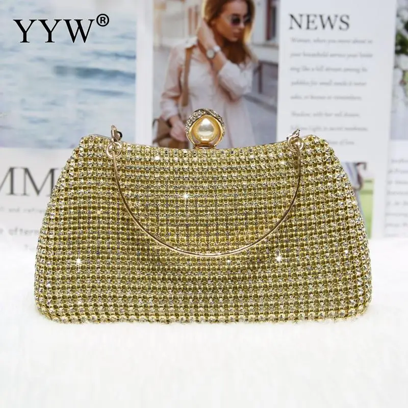 Luxury Lady Golden Rhinestone Bags 2023 Fashion Female Elegant Dinner Purses And Handbags Wedding Party Purse Day Clutches