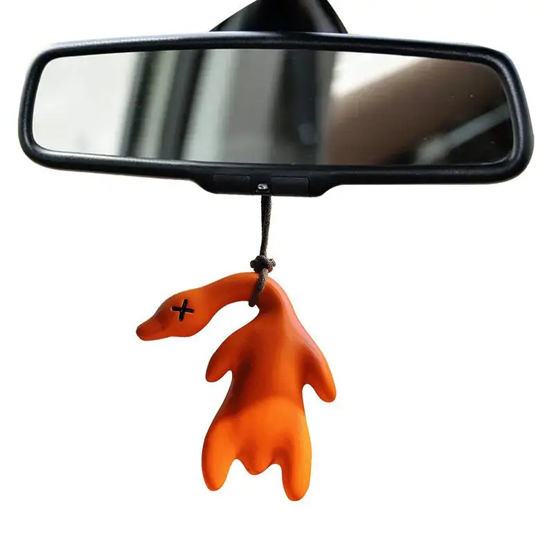 

Swinging Duck Car Ornament Cute Hanging Duck Car Accessory Automobile Rear View Mirror Pendant Resin Roasting Duck For Car