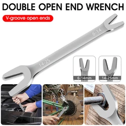 Outil de réparation de clé, clé réglable de 250mm à Long manche, Double extrémités ouvertes, clé en acier CR V, rainure en V de 6mm à 24mm 