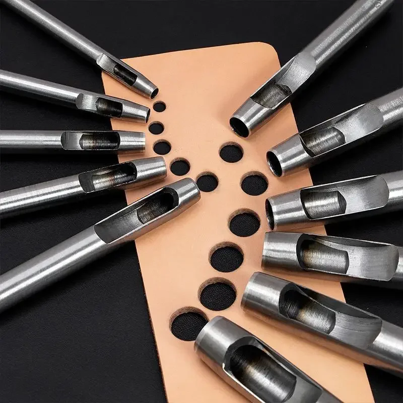 Leather Hole Puncher 6pcs Steel Hollow Round Hole Sharp Durable Cutters For Watch Bands Belts Paper
