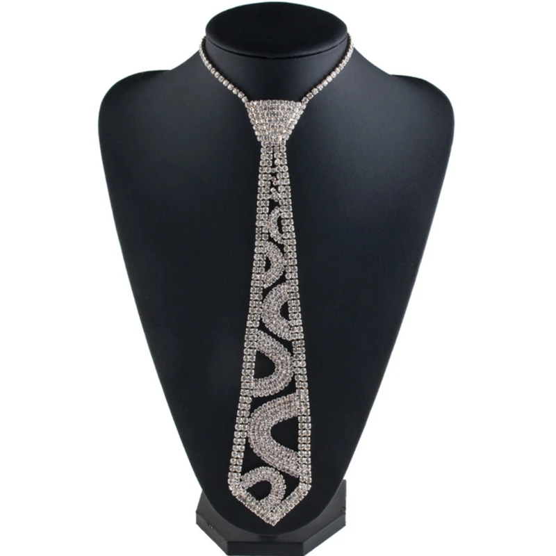 

Glitter Faux Crystal for Rhinestone Neck Tie Luxury Diamond Jewelry Necklace Col