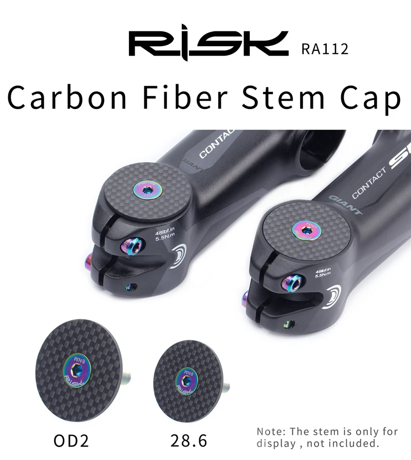Risk Carbon Fiber 28,6mm Vorbau Kappe/31,8mm OD2 Vorbau Kappe + TC4 Titan Legierung Schraube für Mountain Road Bike Fahrrad Radfahren Headset – Detail 1