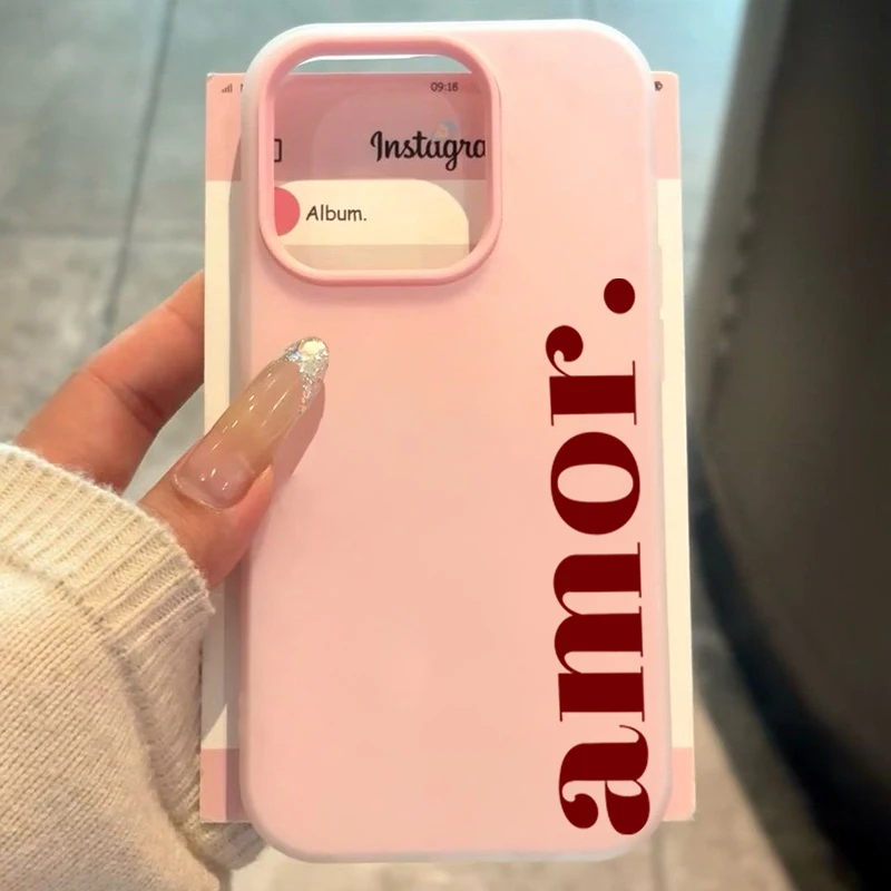 Red Amor Personalized Letter Print Phone Case Cover