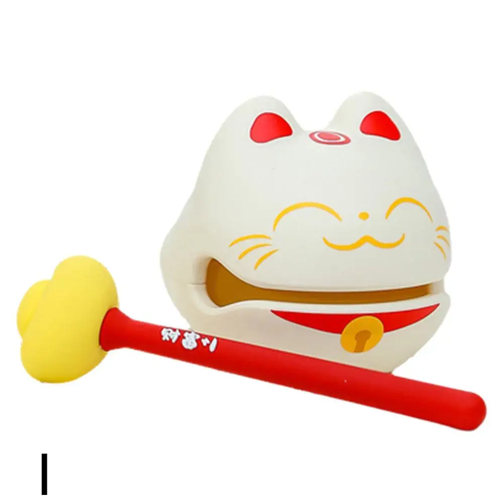 Wooden Knock Toy Percussion Soundmaking Fish Fortunate Cat Figurines Instrument Wooden Gift