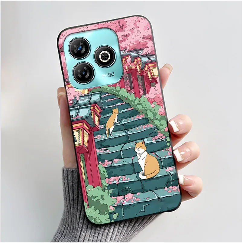 Aesthetic Cute Cat Black Shockproof Silicone Back Cover