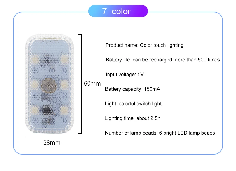 LED Touch Mini Wireless Car Interior Light