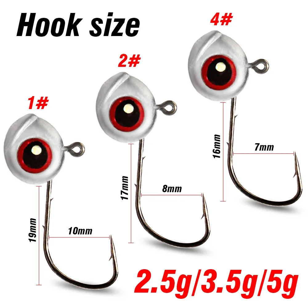 5-20Pcs Big Fish Eye Jig Kopf Haken 2,5g 3,5g 5g Schaft Stacheldraht Wurzel Ned Rig angeln Weicher Köder Kit Tackle Pesca Getriebe Angelhaken – Detail 1
