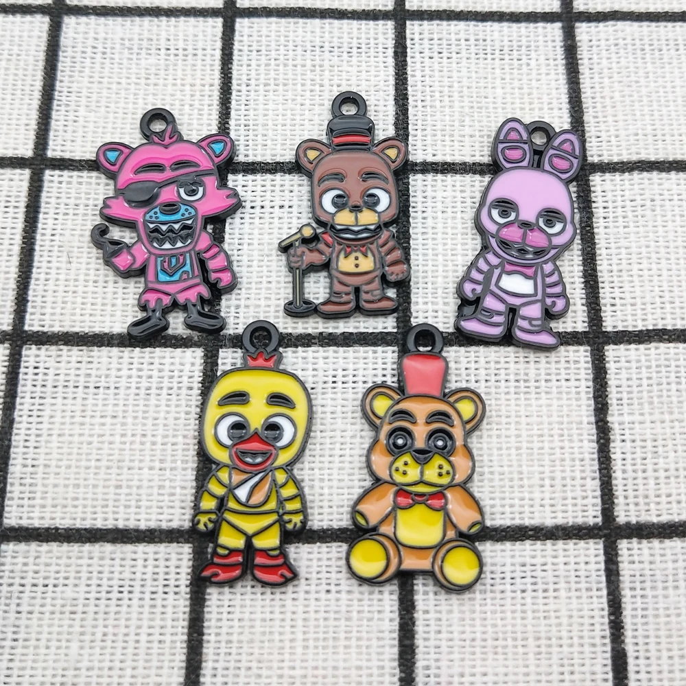 Cartoon Charm 10pcs for Jewelry Making Enamel Necklace Earring Bracelet Pendant Diy Accessories Alloy Metal Black Plated