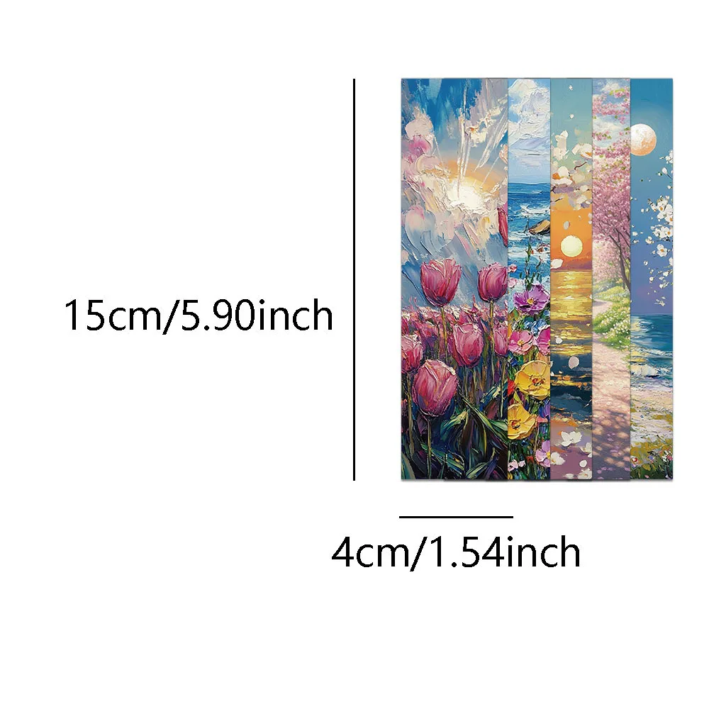 30pcs Creative Romantic Oil Painting Bookmarks Reading Pages Books Labeled Paper Card School Stationary Supplies DIY Bookmarks