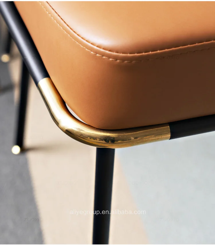 High quality dining room coffee shop modern metal leg soft leather chair with stainless steel leg for luxury home furniture