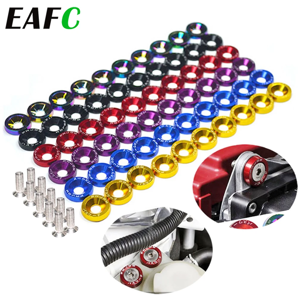 10pcs M6 JDM Car Modified Hex Fasteners Fender Washer Bumper Engine Concave Screws Car-styling