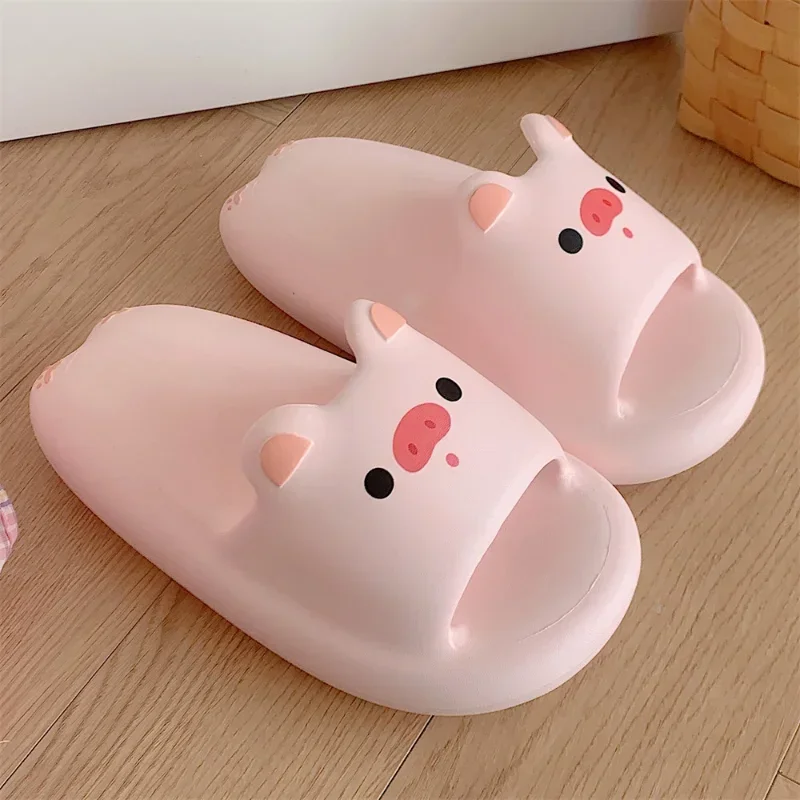 Women Cute Cartoon Pink Pigs Pattern Design Slippers Summer New