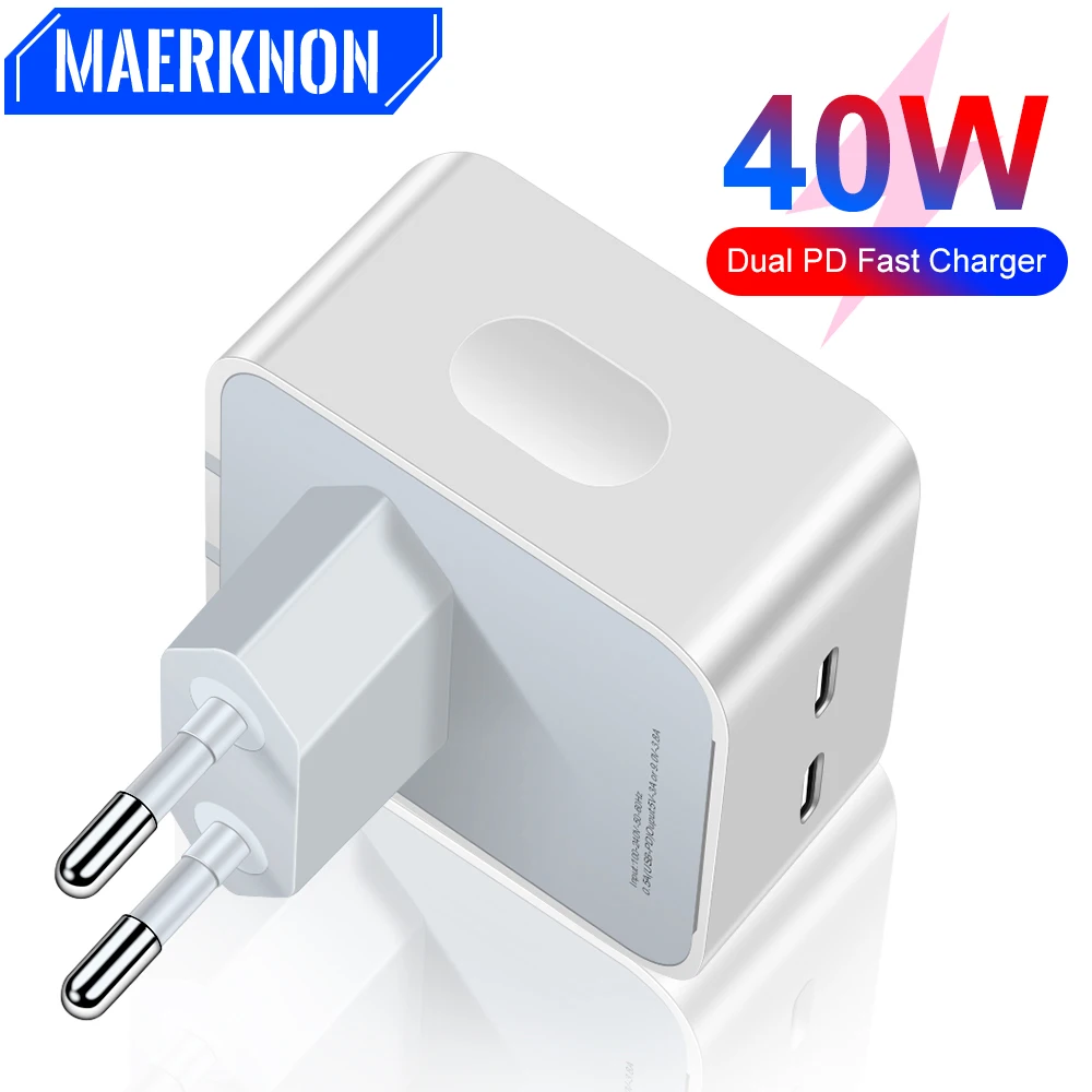

Dual PD Charger 40W Fast Charging Adapter For iPhone14 Pro Xiaomi Huawei Samsung Mobile Phone Charger Quick Charge3.0 EU/UK Plug