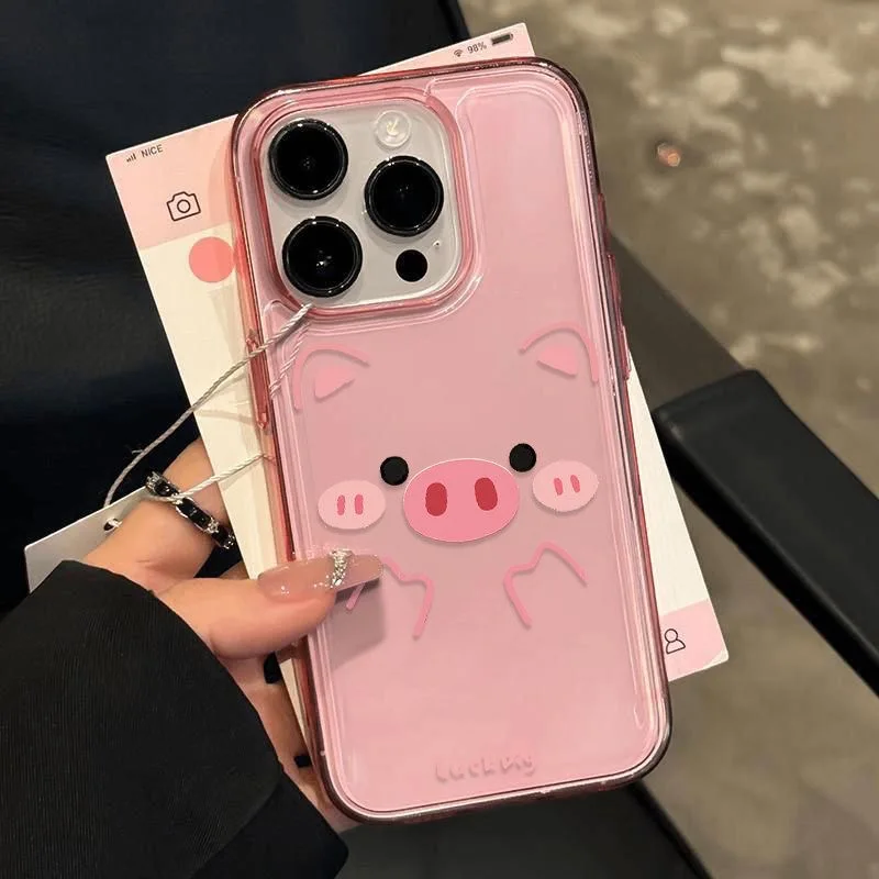 Adorable Pink Pig Clear Soft Silicone Protective Phone Case