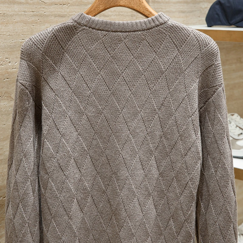 Luxury Premium Quality Men's Wool Blend Thickened Warm Knitted Sweater Winter Elegant Old Money Business Casual Pullover 4