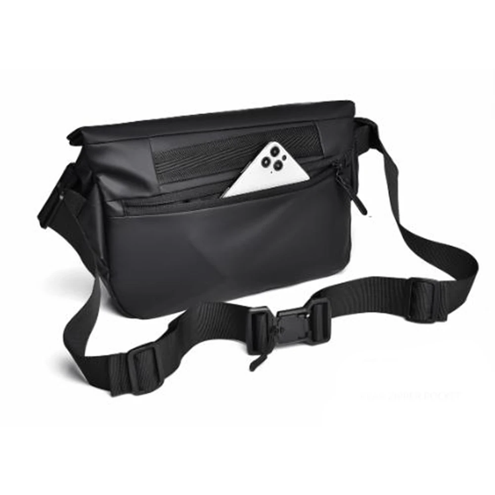Men Magnetic Buckle Chest Bag Waterproof Sports Style Crossbody Bag Solid Color Casual Chest Bag Commute Chest Bag