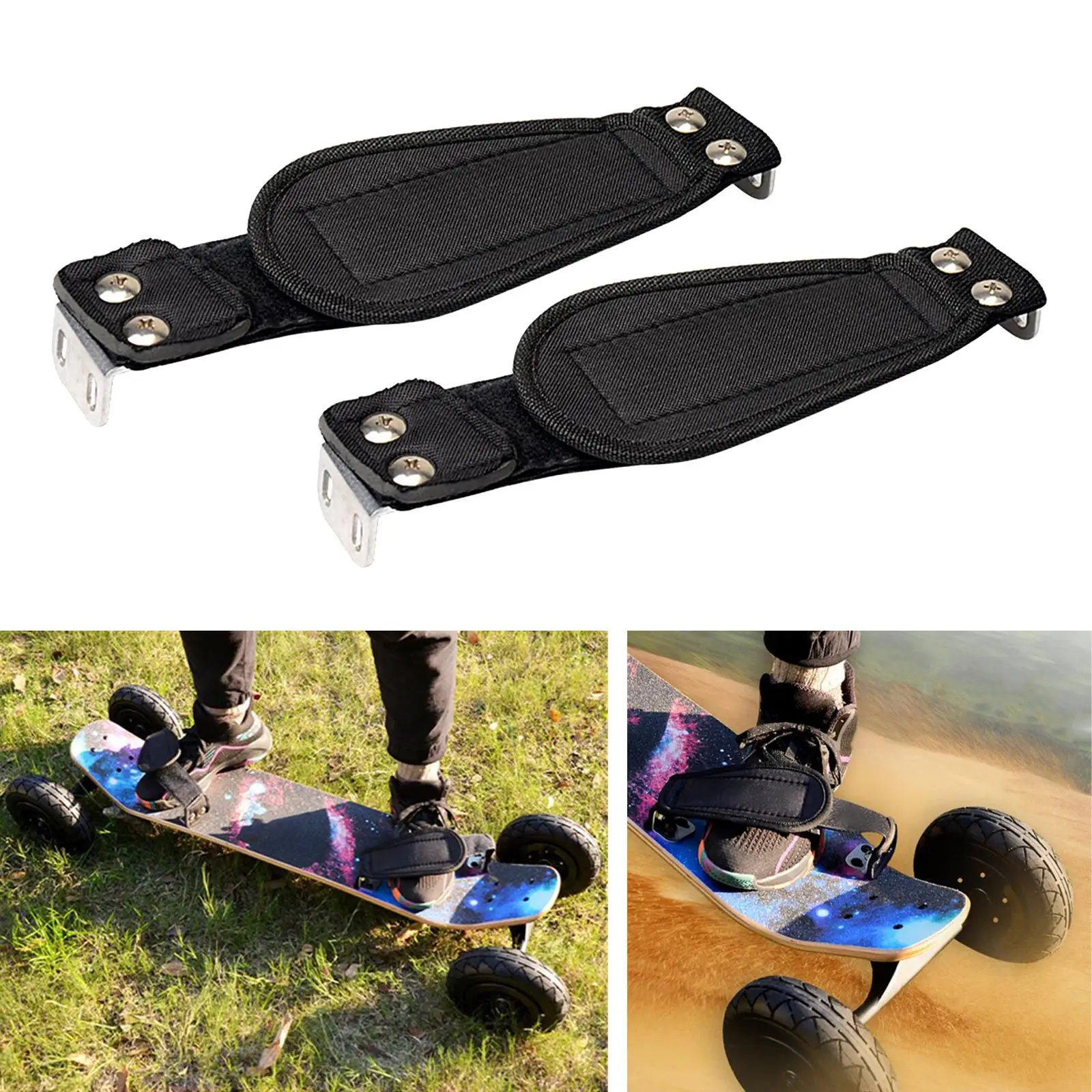 Hagsnec Fixateur De Pied Pour Trottinette Électrique / Skateboard - Paire De Sangles Avec Accessoires De Montage - Couleur Noir/Bleu