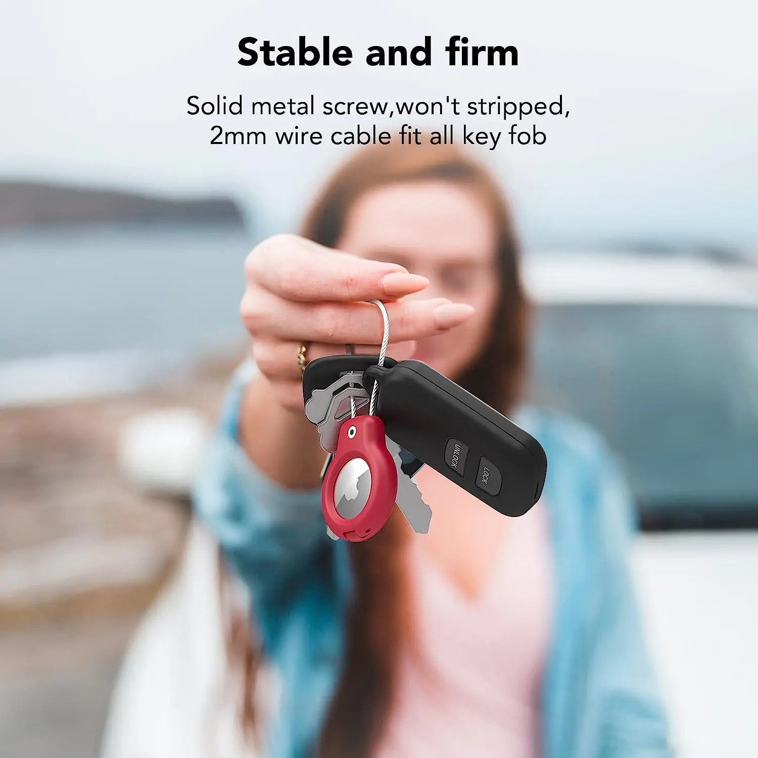 Stainless Steel Air Tag Keychain Holder Case with Anti Lost Tracker