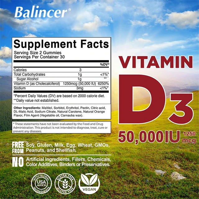 664-a95161.jpg Sugar Free Vitamin D3 Gummies - Supports Mood, Immune System, Energy, Bone, Heart and Joints, Promotes Red Blood Cell Production
