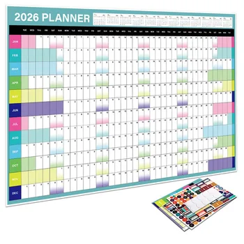 Nuovo calendario 2026 Calendario da parete grande Foglio pianificatore da 365 giorni Lista delle cose da fare Piano di check-in Agenda settimanale giornaliera Programma organizzare